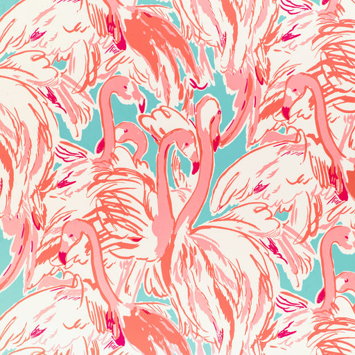 LEE JOFA - PINK COLONY WP- AQUA/PINK - Wallcovering by the Roll AQUA/PINK