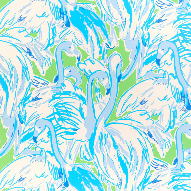 LEE JOFA - PINK COLONY WP- GREEN/BLUE - Wallcovering by the Roll GREEN/BLUE