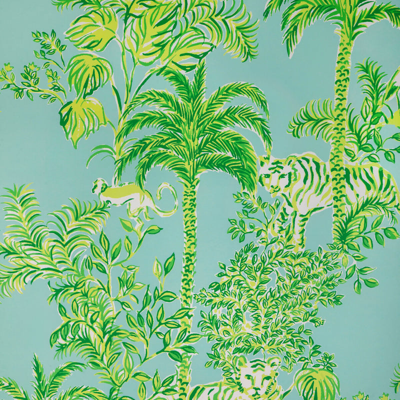 LEE JOFA - TIGER QUEEN WP- AQUA - Wallcovering by the Roll AQUA