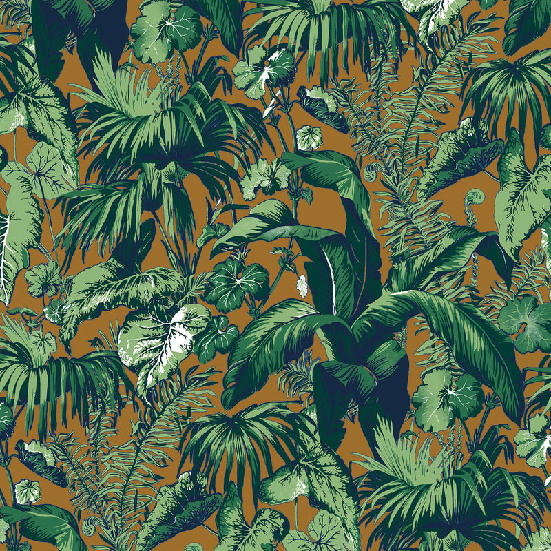 BRUNSCHWIG & FILS - FEUILLAGE- TOBACCO - Wallcovering by the Yard TOBACCO
