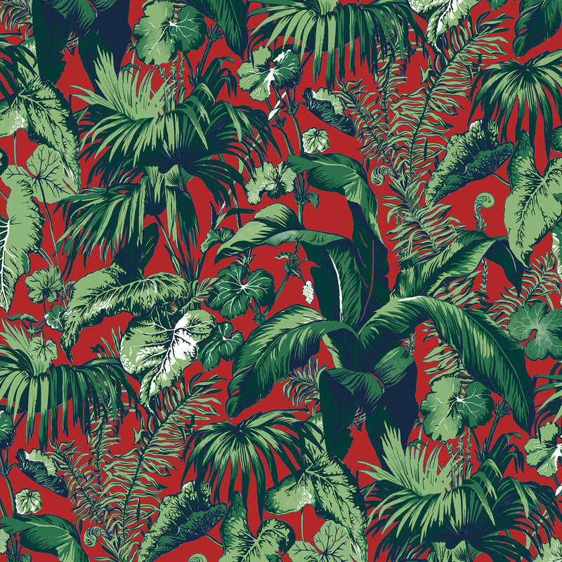 BRUNSCHWIG & FILS - FEUILLAGE- RED - Wallcovering by the Yard RED