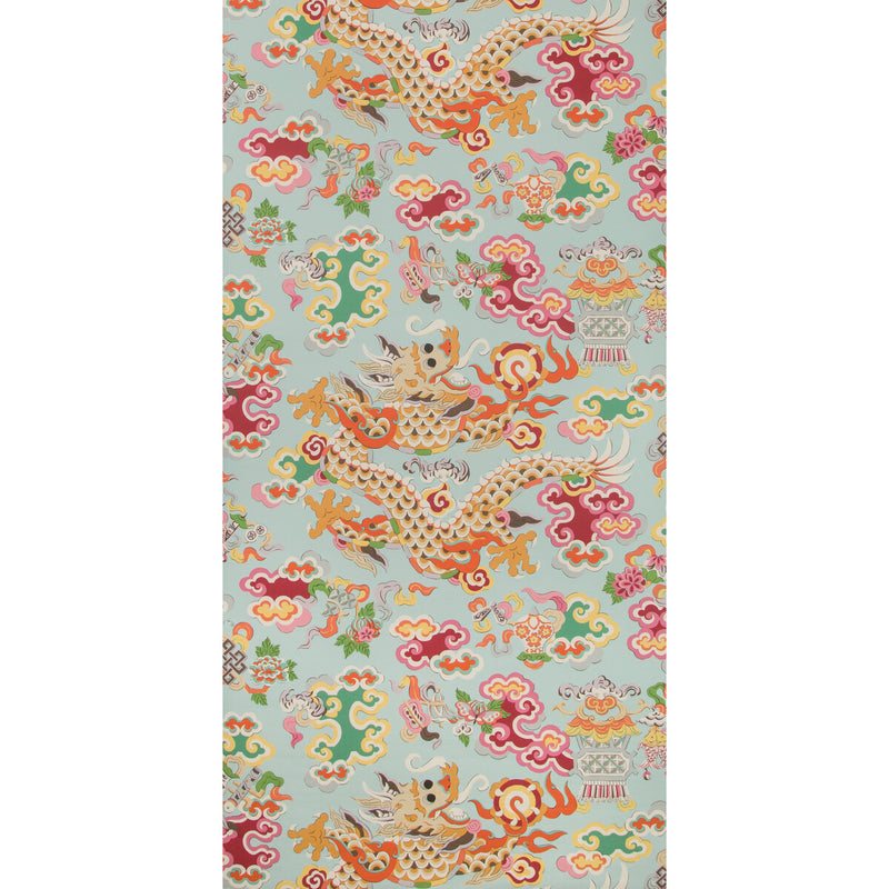 BRUNSCHWIG & FILS - MING DRAGON- AQUA - Wallcovering by the Roll AQUA