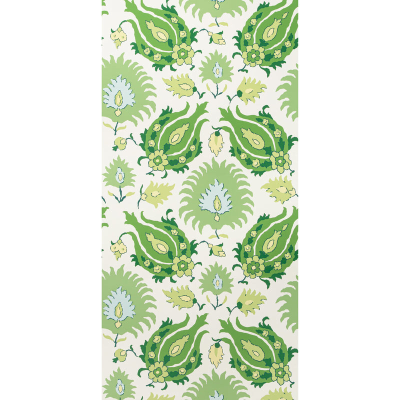 BRUNSCHWIG & FILS - KASHMIRI- LEAF/ALOE - Wallcovering by the Roll LEAF/ALOE