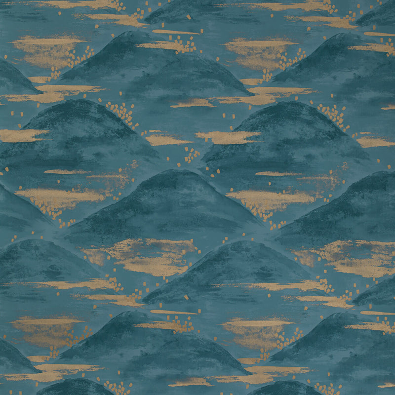 BRUNSCHWIG & FILS - LA BRUME- TEAL - Wallcovering by the Roll TEAL