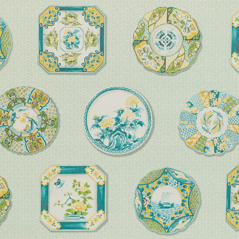 BRUNSCHWIG & FILS - BONCHAMP- AQUA - Wallcovering by the Roll AQUA