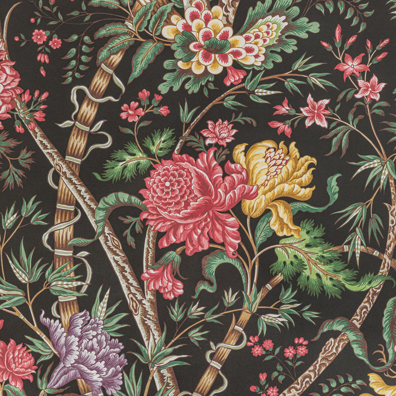 BRUNSCHWIG & FILS - LUBERON- NOIR/MULTI - Wallcovering by the Roll NOIR/MULTI