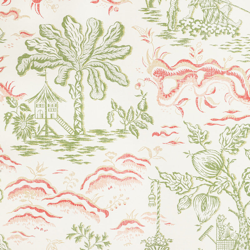BRUNSCHWIG & FILS - VALENSOLE- LEAF/ROSE - Wallcovering by the Roll LEAF/ROSE