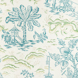 BRUNSCHWIG & FILS - VALENSOLE- TEAL/LEAF - Wallcovering by the Roll