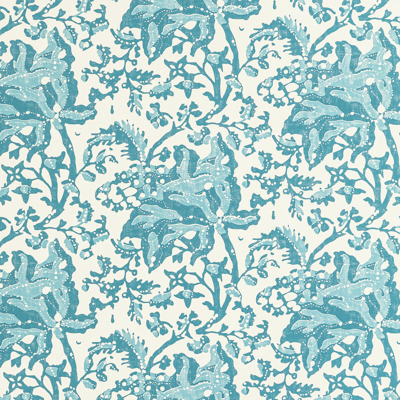 BRUNSCHWIG & FILS - WEYMOUTH- AQUA - Wallcovering by the Roll AQUA