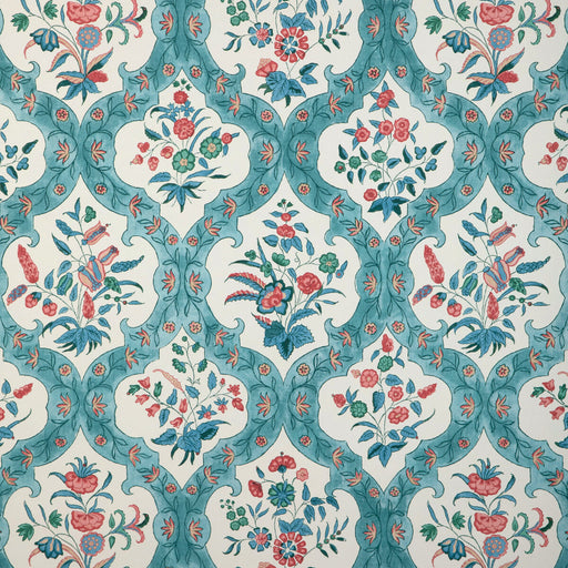 BRUNSCHWIG & FILS - VENTOUX- TEAL/ROSE - Wallcovering by the Roll TEAL/ROSE