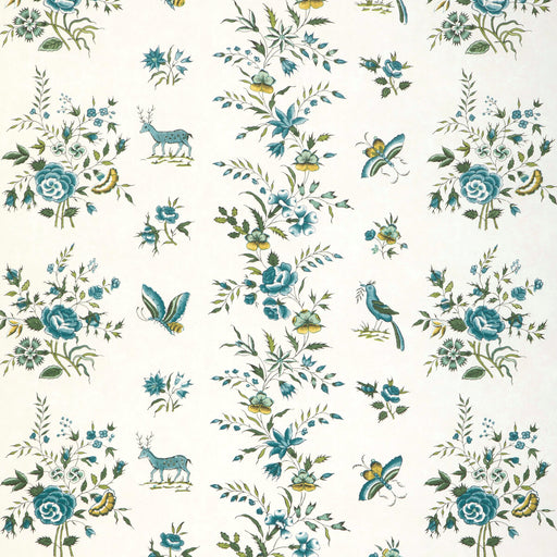 BRUNSCHWIG & FILS - AUREL- AQUA/LEAF - Wallcovering by the Roll AQUA/LEAF