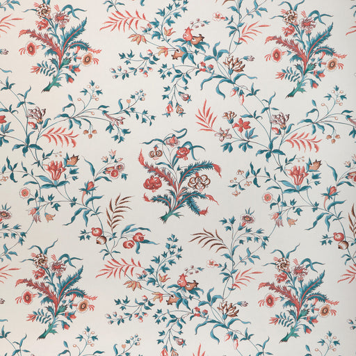 BRUNSCHWIG & FILS - CHANCAY- TEAL/ROSE - Wallcovering by the Roll TEAL/ROSE