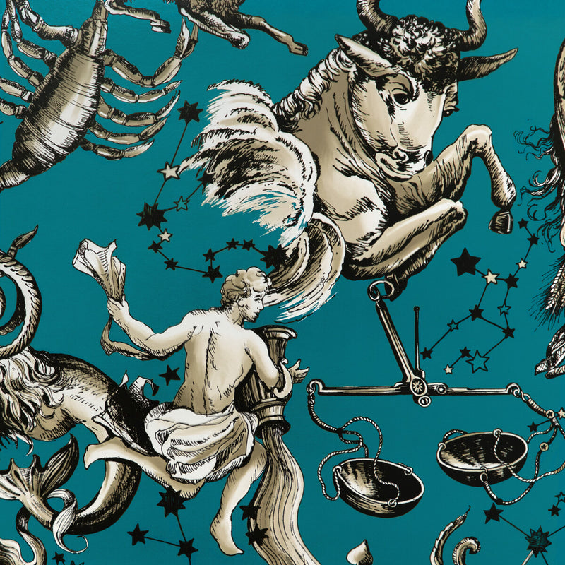 BRUNSCHWIG & FILS - COSMIQUE- TEAL - Wallcovering by the Roll TEAL