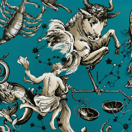 BRUNSCHWIG & FILS - COSMIQUE- TEAL - Wallcovering by the Roll TEAL