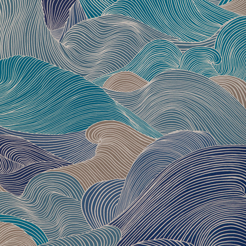 BRUNSCHWIG & FILS - TOURBILLON- LAPIS - Wallcovering by the Roll LAPIS