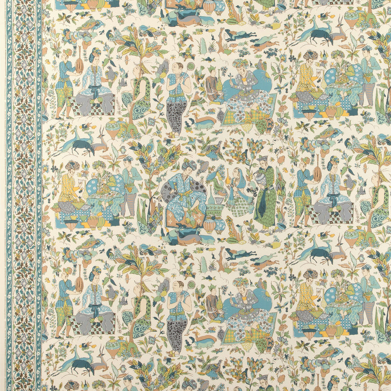 BRUNSCHWIG & FILS - SHALIMAR- AQUA/LEAF - Wallcovering by the Roll AQUA/LEAF