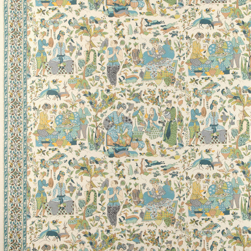 BRUNSCHWIG & FILS - SHALIMAR- AQUA/LEAF - Wallcovering by the Roll AQUA/LEAF