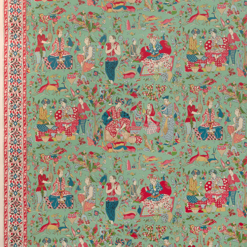 BRUNSCHWIG & FILS - SHALIMAR- JADE/ROSE - Wallcovering by the Roll JADE/ROSE