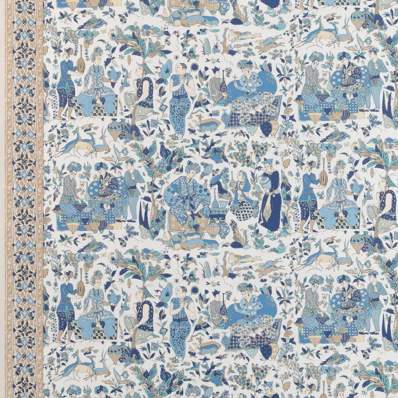 BRUNSCHWIG & FILS - SHALIMAR- BLUE/SAND - Wallcovering by the Roll BLUE/SAND