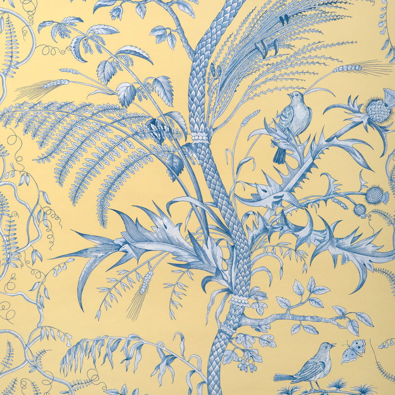 BRUNSCHWIG & FILS - BIRD AND THISTLE II- SUN - Wallcovering by the Roll SUN