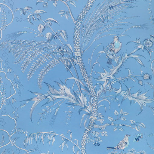 BRUNSCHWIG & FILS - BIRD AND THISTLE II- BLUE - Wallcovering by the Roll BLUE