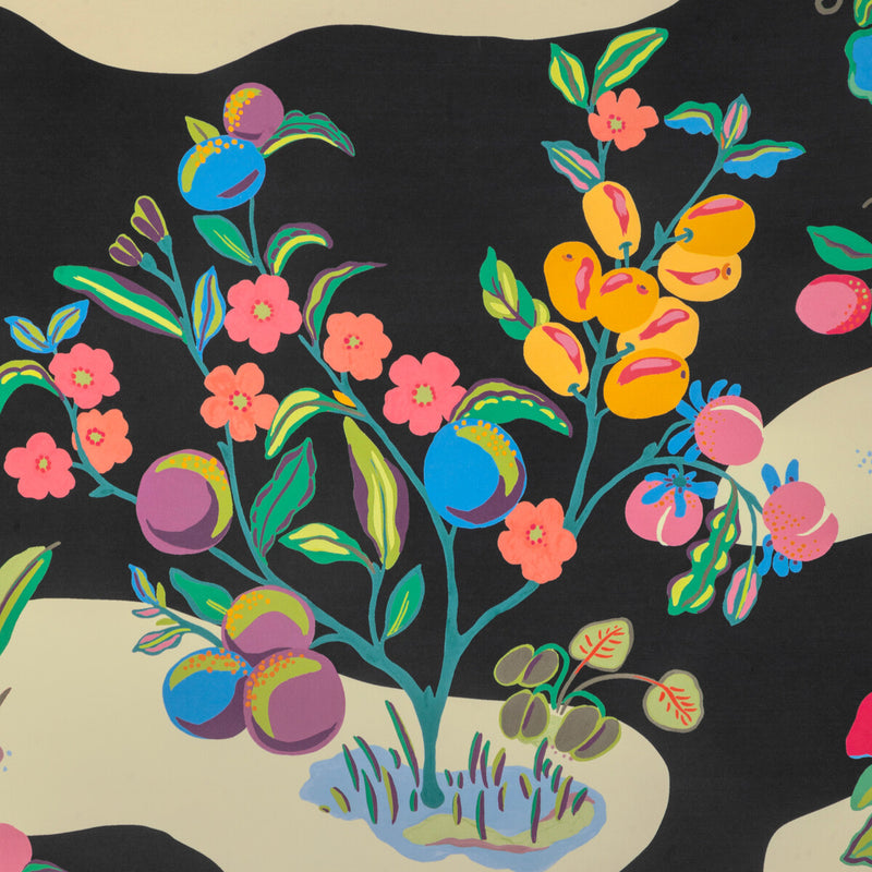 BRUNSCHWIG & FILS - POMELO- NOIR - Wallcovering by the Roll NOIR