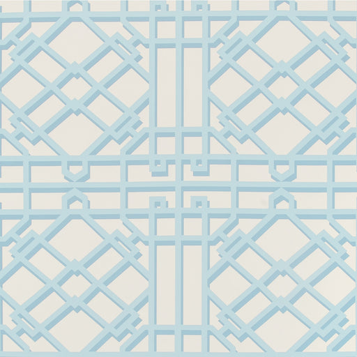 BRUNSCHWIG & FILS - PAVILION TRELLIS- AQUA - Wallcovering by the Roll AQUA