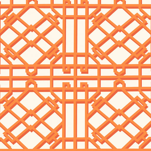 BRUNSCHWIG & FILS - PAVILION TRELLIS- ORANGE - Wallcovering by the Roll ORANGE