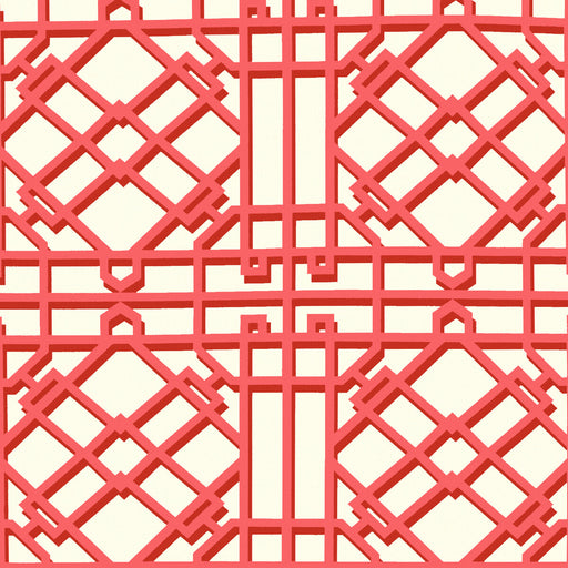 BRUNSCHWIG & FILS - PAVILION TRELLIS- RED - Wallcovering by the Roll RED