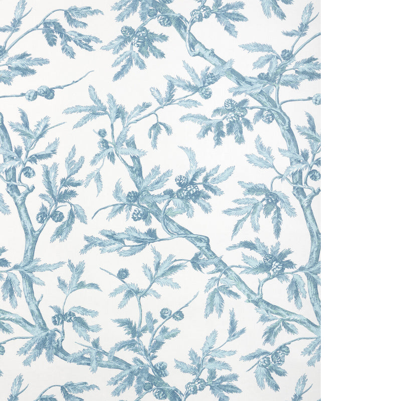 BRUNSCHWIG & FILS - BRANCHES DE PIN WC- AQUA - Wallcovering by the Yard AQUA