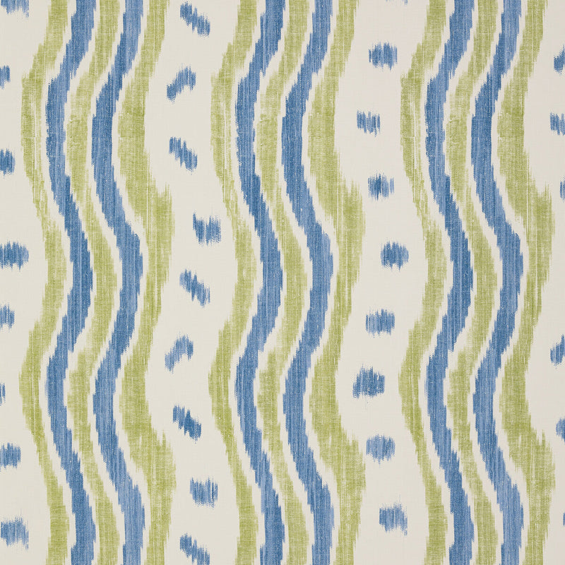 LEE JOFA - IKAT STRIPE WP- BLUE/LIME - Wallcovering by the Roll BLUE/LIME