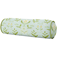 Petal Garden Aqua with Green Trim Round Bolster - Full/Queen