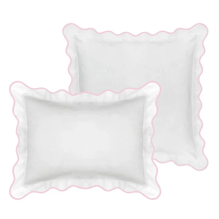 Pink / White Scalloped Sham - Euro
