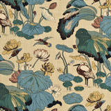 G P & J BAKER - NYMPHEUS - LINEN- AQUA/SAND - Fabric by the Yard