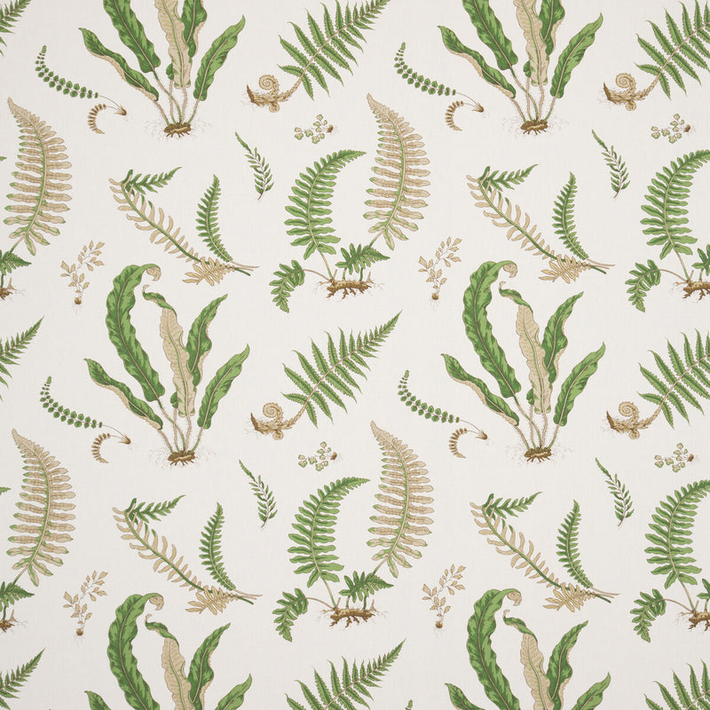 G P & J BAKER - FERNS LINEN- STONE/GREEN - Fabric by the Yard STONE/GREEN