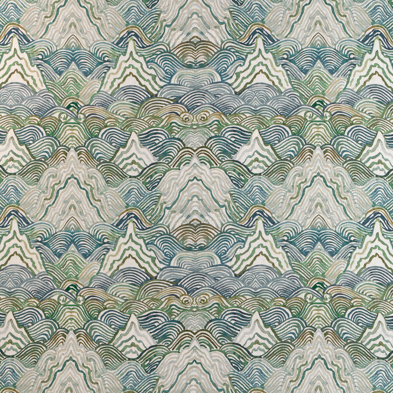 KRAVET COUTURE - SHANGRI LA- VERDE - Fabric by the Yard VERDE
