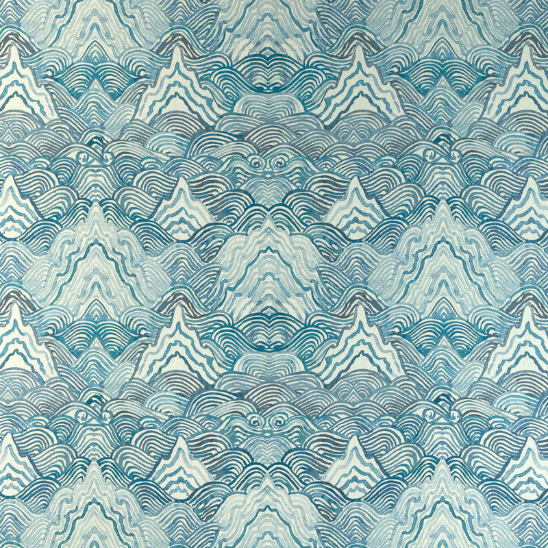 KRAVET COUTURE - SHANGRI LA- INDIGO - Fabric by the Yard INDIGO