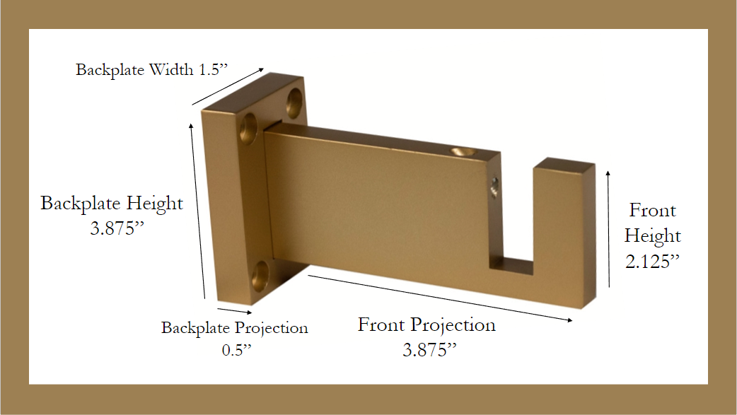 Gold Rectangular Open Bracket - Individual Bracket Only - Will Only Work with Our Rectangular Rods