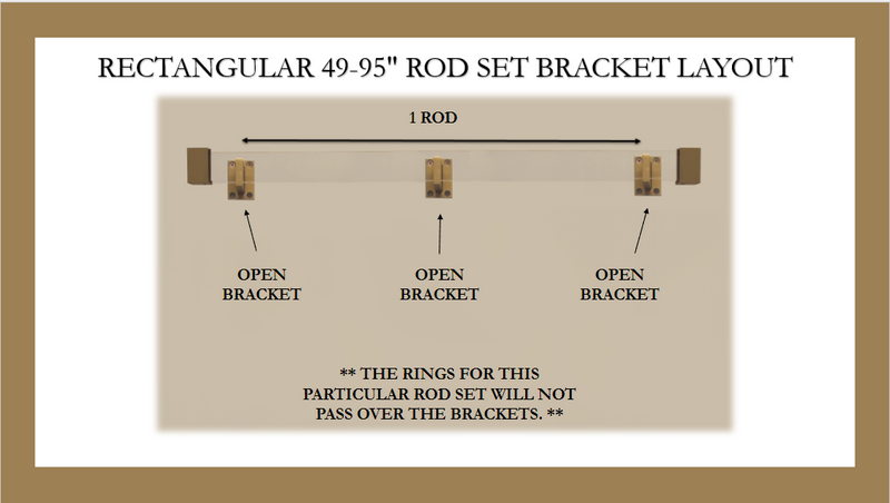 Acrylic Lucite Rectangular Curtain Rod Set- Gold - Includes Drapery Curtain Rod, Brackets, Rings, and End Caps