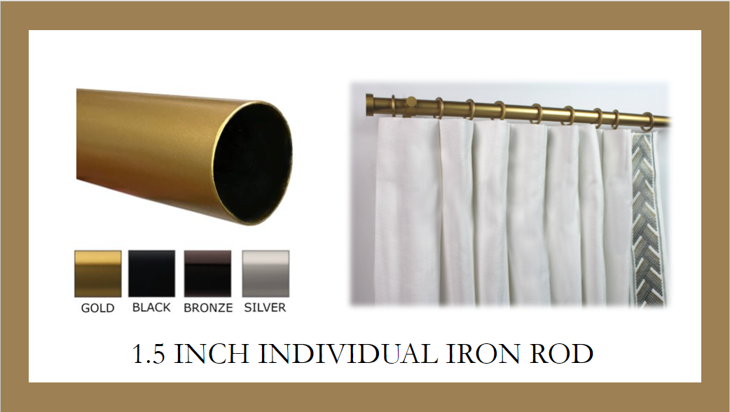 1.5 Inch Individual Iron Rod - Available in Gold, Silver, Black and Bronze Finishes - Customizable to ANY Length
