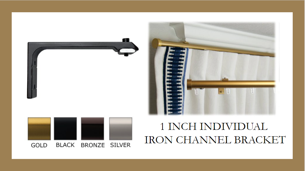 1 Inch - Channel Track L Bracket - Available in Gold, Silver, Black and Bronze Finish - IF&D Fabrics and Drapes