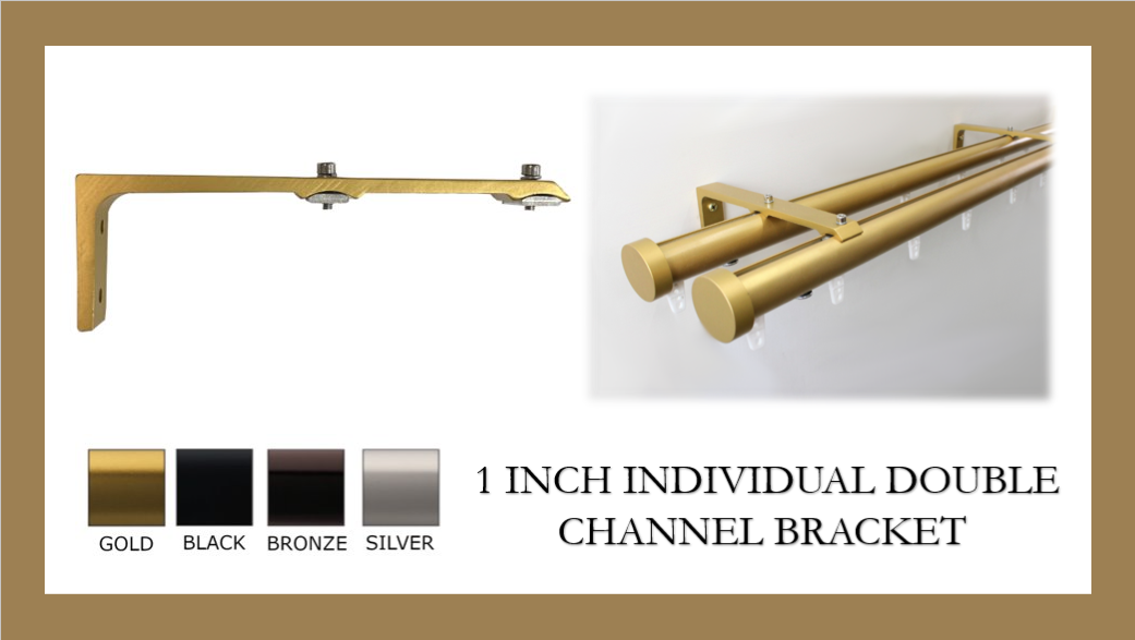 1 Inch - Double Channel Track L Bracket - Available in Gold, Silver, Black and Bronze Finish - IF&D Fabrics and Drapes