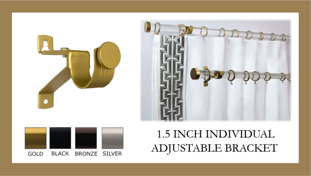 1.5 Inch Adjustable Bracket - Available in Gold, Silver, Black and Bronze Finishes