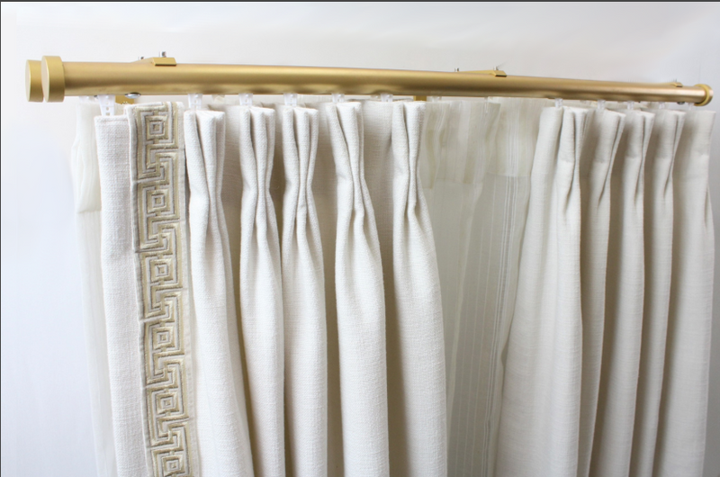 Double Channel Track 1 Inch Round Drapery Rod Set - Includes Curtain Rods, Double Channel Brackets, Glides, End Caps