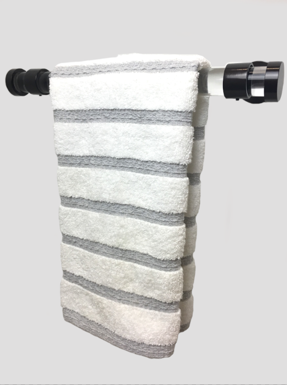 1 Inch Diameter- Acrylic Bath Towel Bar Set- Long Fully Enclosed Bracket- Includes Rod, Brackets, End Caps