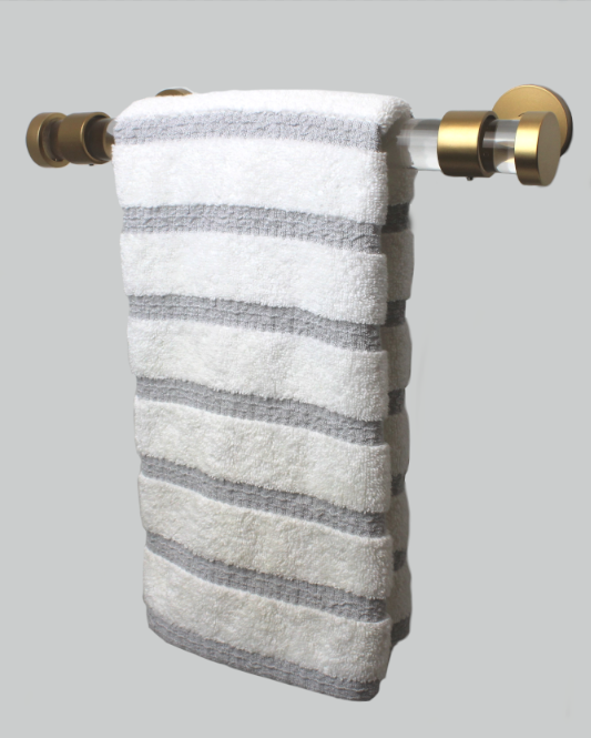 1 Inch Diameter- Acrylic Bath Towel Bar Set- Long Fully Enclosed Bracket- Includes Rod, Brackets, End Caps - Free Shipping