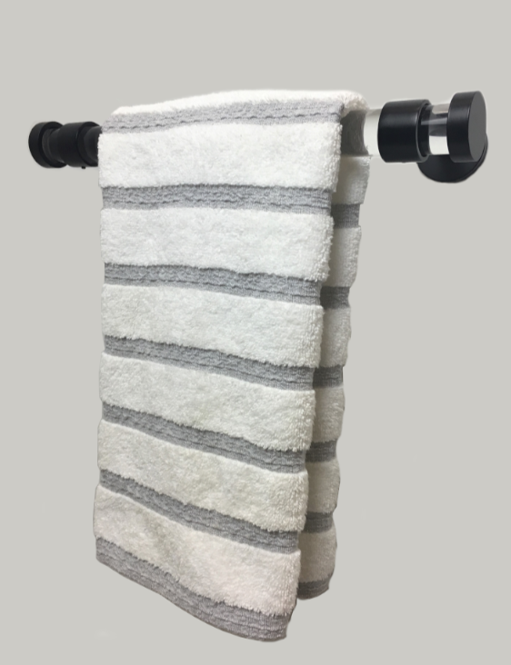 1 Inch Diameter- Acrylic Hand Towel Bar Set-Short Fully Enclosed Bracket - Includes Rod, Brackets, End Caps