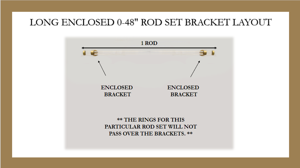 1 Inch Iron Round Drapery Rod Set- Includes Curtain Rod, Long Enclosed Brackets, Rings, and End Caps - Free Shipping