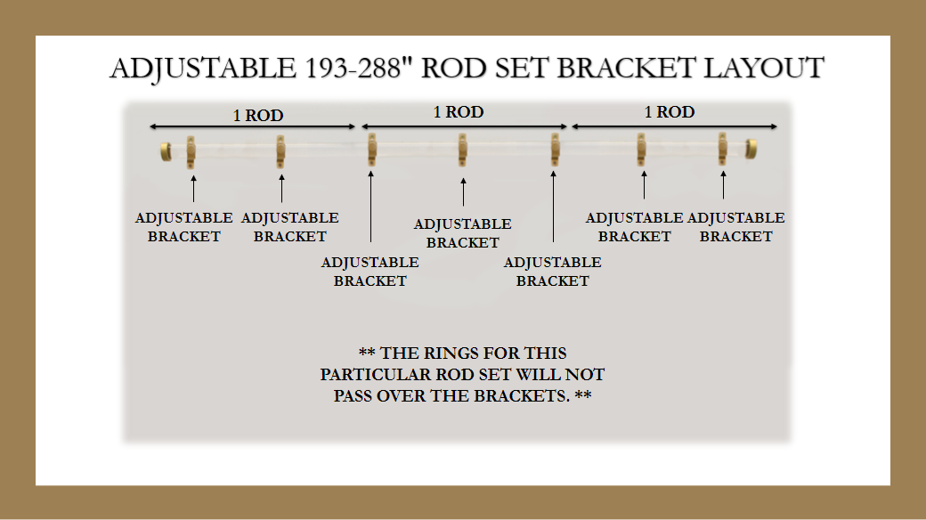 Iron 1 1/8 Inch Round Drapery Rod Set - Includes Curtain Rod, Adjustable Brackets, Rings, and End Caps - New Hardware Line