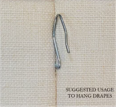 Heavy-Duty Offset Pin-On Drapery Hooks - Stainless Steel Nickel Curtain Pins - Available in 14, 28, 58, 100 and 1,000 Units